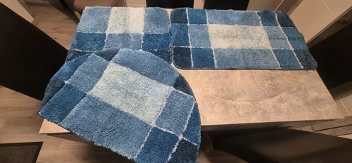 Badmatten set blau - set, kariert